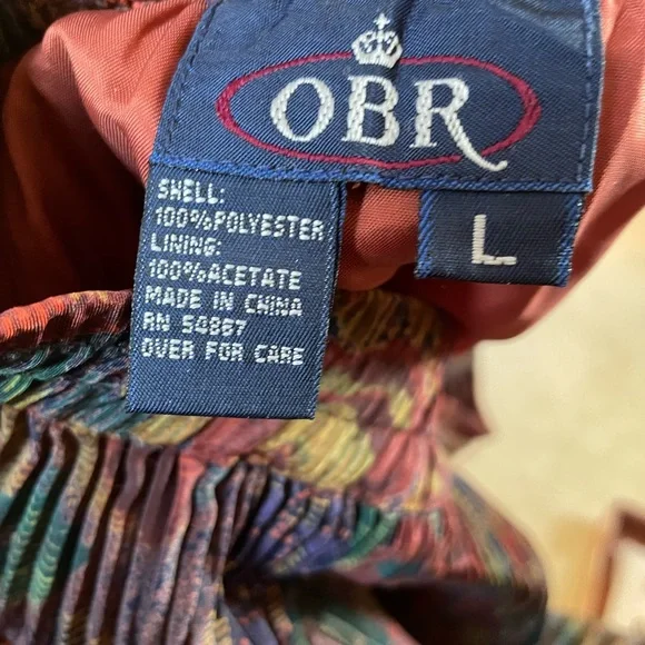 Multi Colored Pleated Long Skirt with Elastic Waist and Lining - Picture 5 of 5